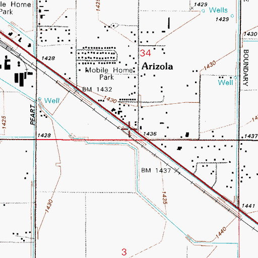 Topographic Map of Arizola, AZ