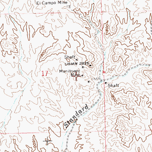 Topographic Map of Manitowoc Mine, AZ
