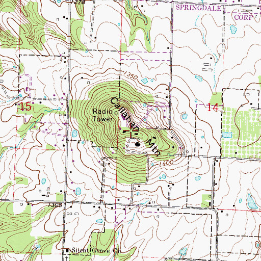 Topographic Map of Callahan Mountain, AR