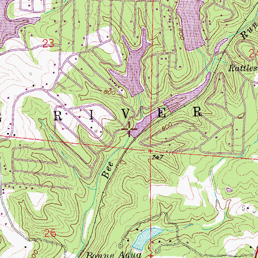 Topographic Map of Bee Run Lake Number 2 Dam, MO