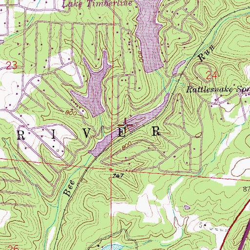 Topographic Map of Bee Run Lake Number 3 Dam, MO