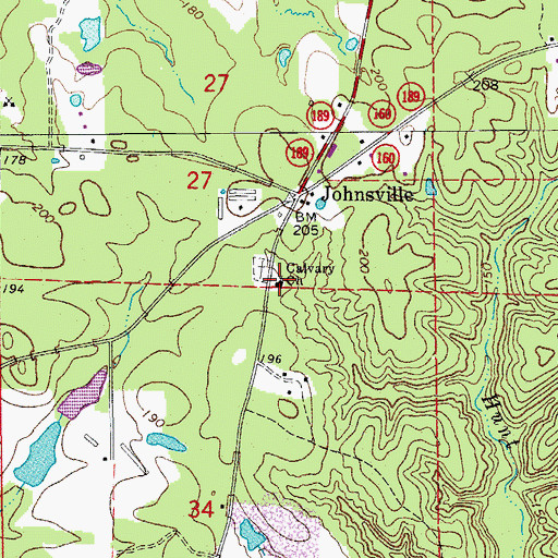 Topographic Map of Calvary Presbyterian Church, AR