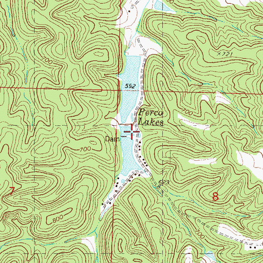 Topographic Map of Perco Lake South Dam, MO