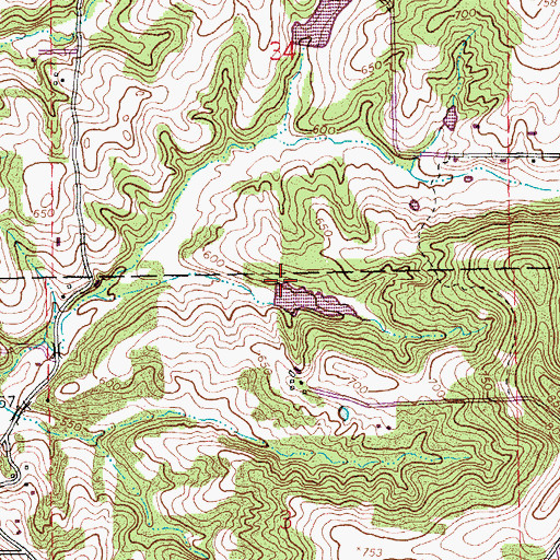 Topographic Map of Wagner Lake Dam, MO