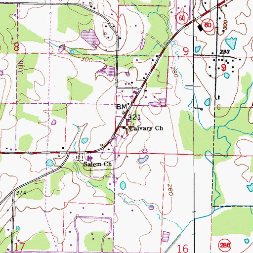 Topographic Map of Calvary Baptist Church, AR