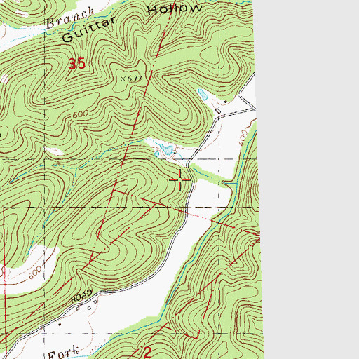 Topographic Map of Hudson Lake Dam, MO