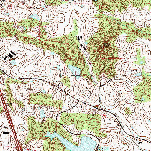 Topographic Map of Garms Lake, MO