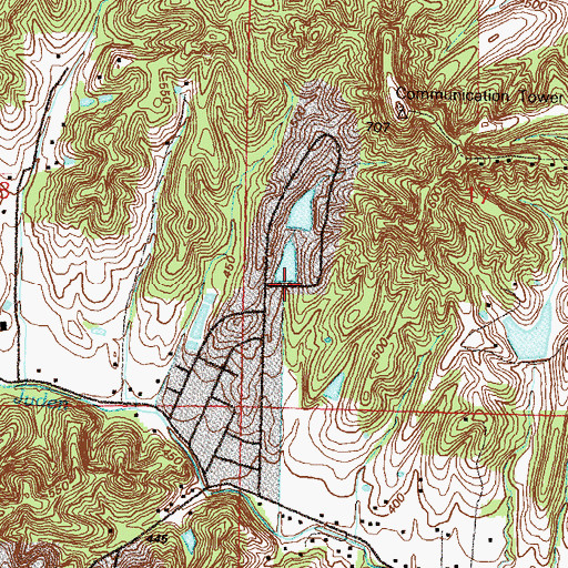 Topographic Map of Lake Tanglewood South Dam, MO