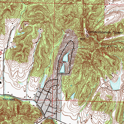 Topographic Map of Lake Tanglewood North Dam, MO