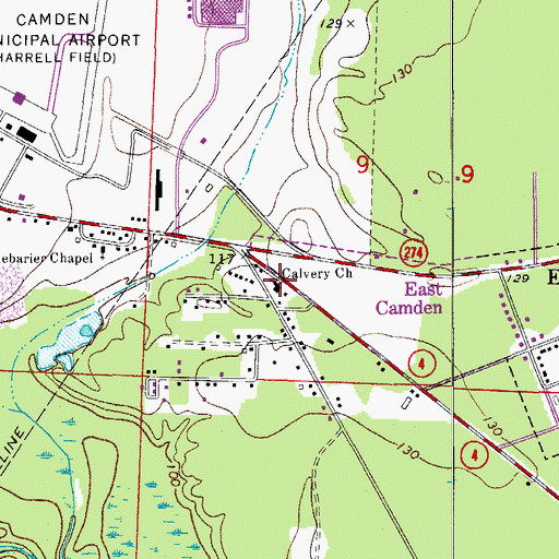 Topographic Map of Calvary Baptist Church, AR