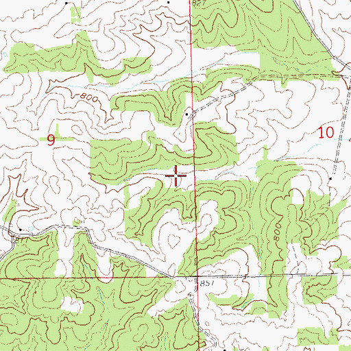 Topographic Map of Destitute Acres Lake, MO