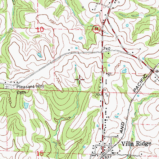 Topographic Map of Brown Lake, MO