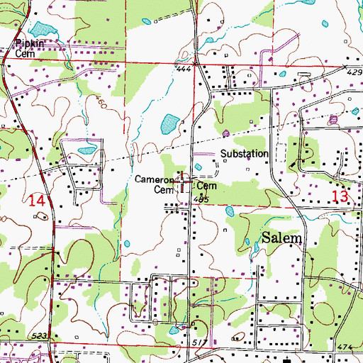 Topographic Map of Cameron Cemetery, AR