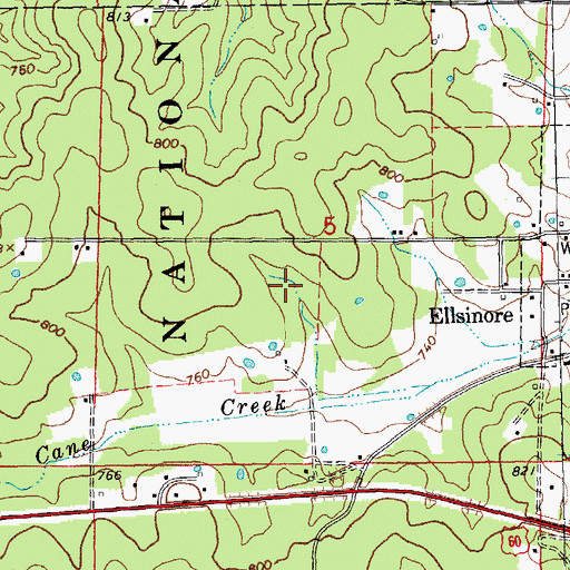 Topographic Map of Wallace Lake, MO