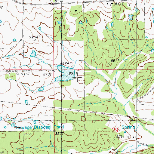 Topographic Map of Young Lake Dam, MO