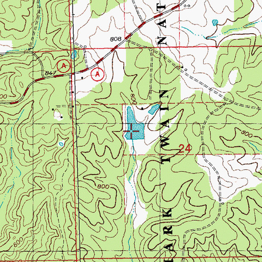 Topographic Map of Shaw Lake Dam, MO
