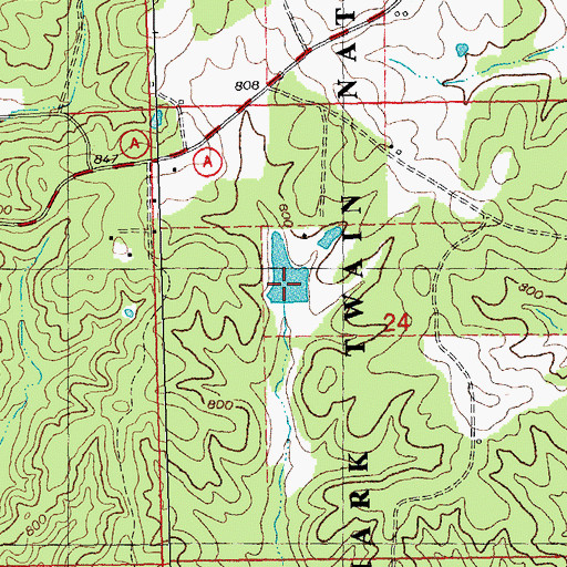 Topographic Map of Shaw Lake, MO