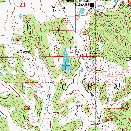 Topographic Map of Byington Lake Dam, MO