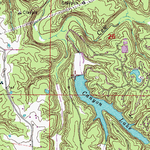 Topographic Map of Canyon Lake Lower Dam, MO