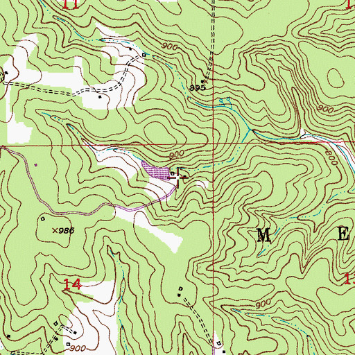 Topographic Map of Hedrick Lake Dam, MO