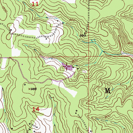 Topographic Map of Hedrick Lake, MO