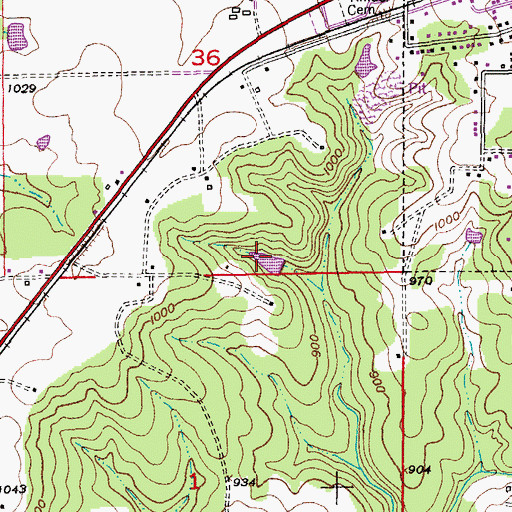 Topographic Map of Weisel Lake Dam, MO