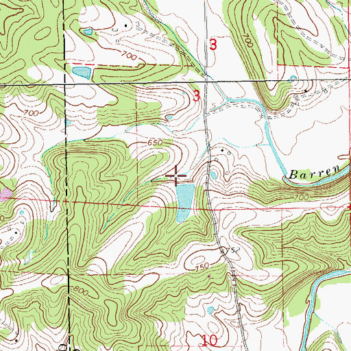 Topographic Map of Kamper Lake Dam, MO