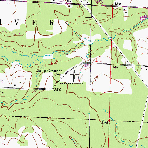 Topographic Map of Camp Grounds Cemetery, AR