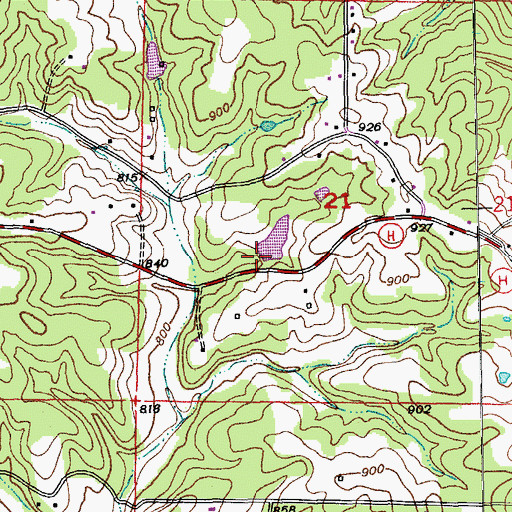Topographic Map of Budget Buster Dam, MO