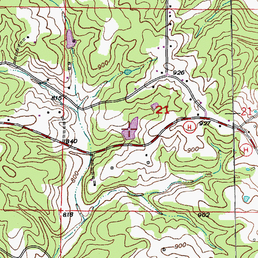 Topographic Map of Sprinkles Bass Hole, MO