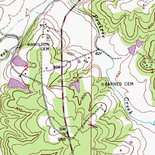 Topographic Map of Alexander Lake Dam, MO