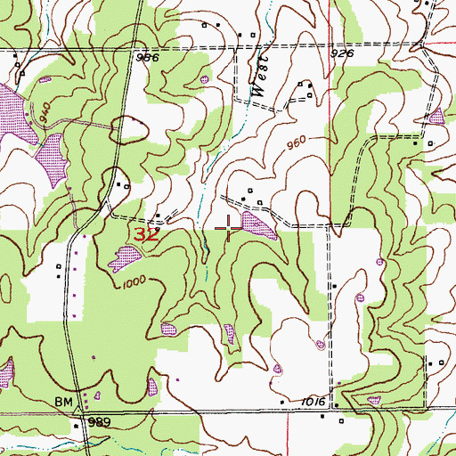 Topographic Map of Neill Lake Dam, MO