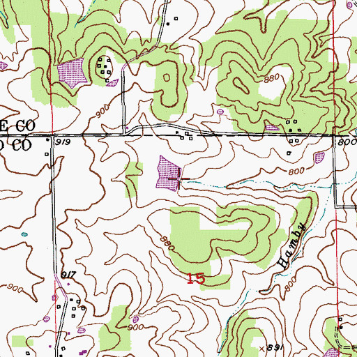 Topographic Map of Forester Lake Dam, MO