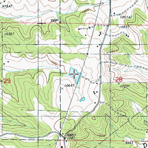 Topographic Map of Big V Ranch Lake, MO