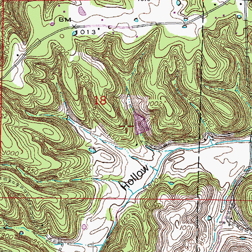 Topographic Map of Schultz Lake Dam, MO