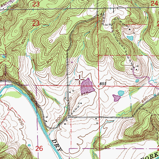Topographic Map of Walnut Hill Lake Dam, MO