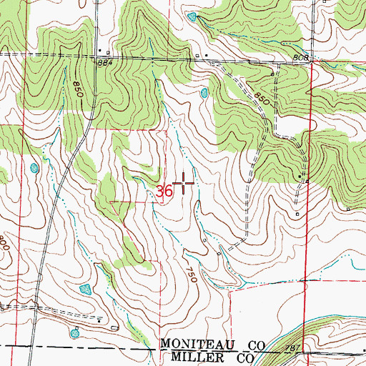 Topographic Map of Bond Lake Dam, MO