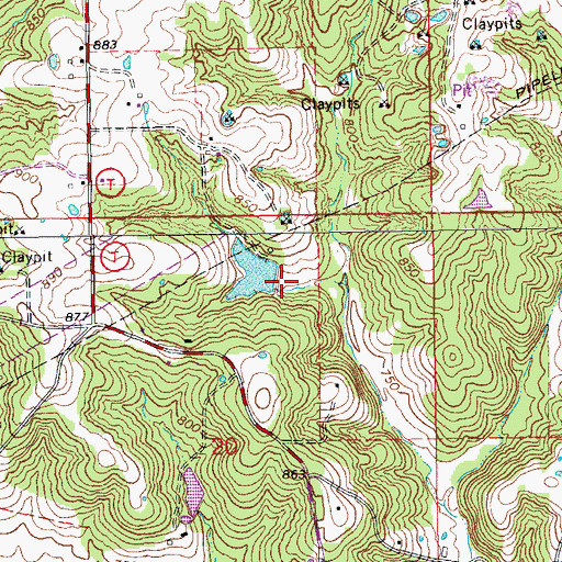 Topographic Map of Wagner Lake Dam, MO