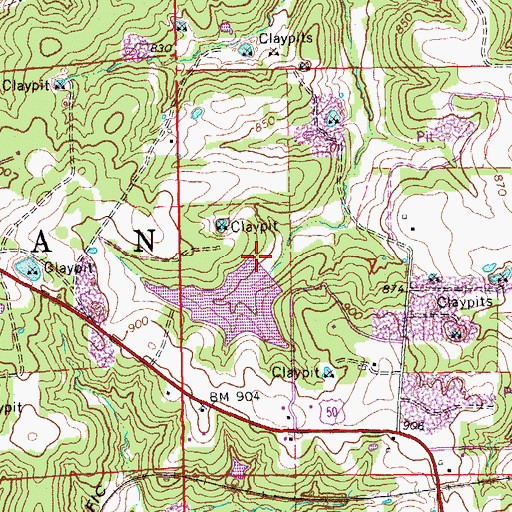 Topographic Map of Langenberg Lake Dam, MO