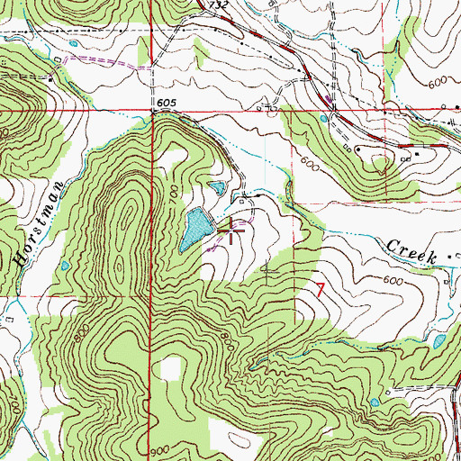 Topographic Map of Gehrke Lake Dam, MO