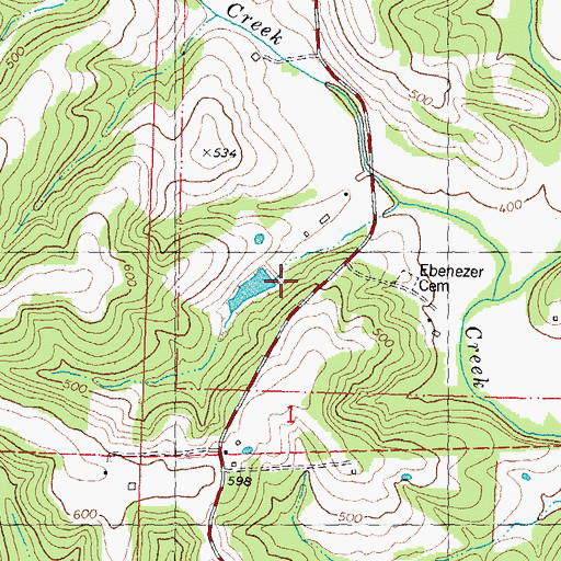 Topographic Map of Bollinger Lake Dam, MO