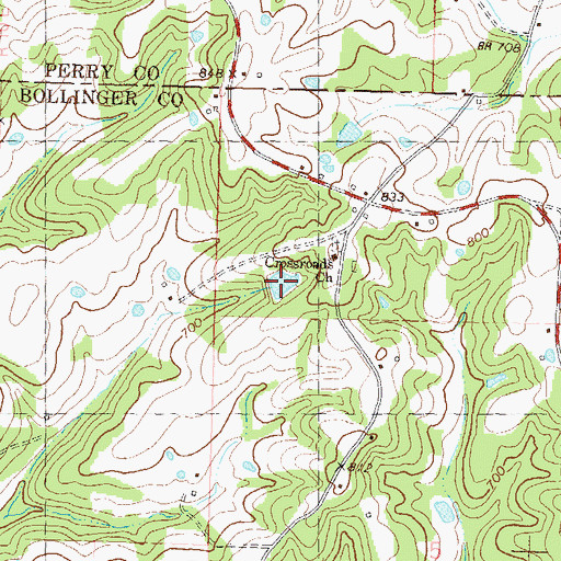 Topographic Map of Richardet Lake, MO