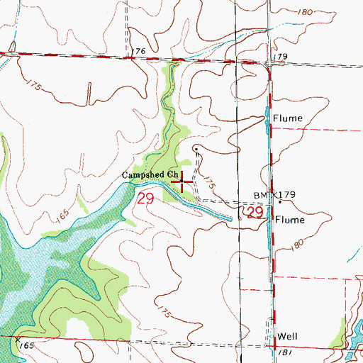 Topographic Map of Campshed Church, AR