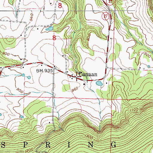 Topographic Map of Canaan, AR