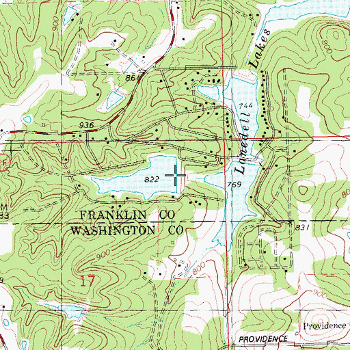 Topographic Map of Lonedell Lake Dam, MO