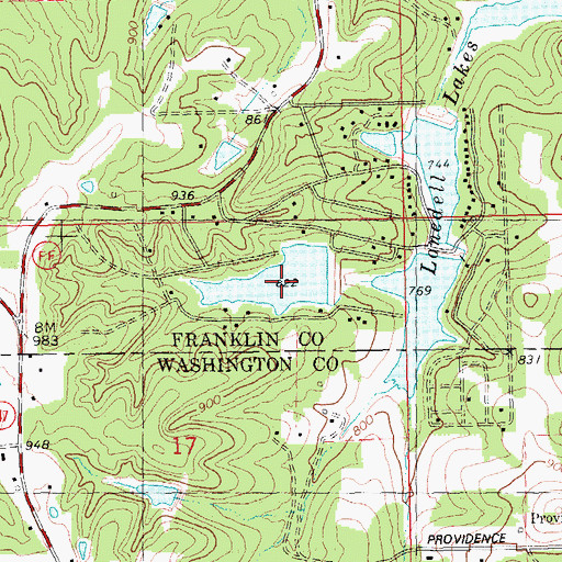 Topographic Map of Lonedell Lake, MO