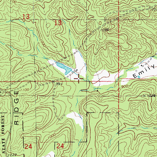 Topographic Map of Sampson Lake Dam, MO