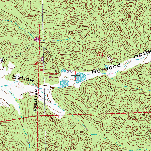 Topographic Map of Hill and Dale East Dam, MO