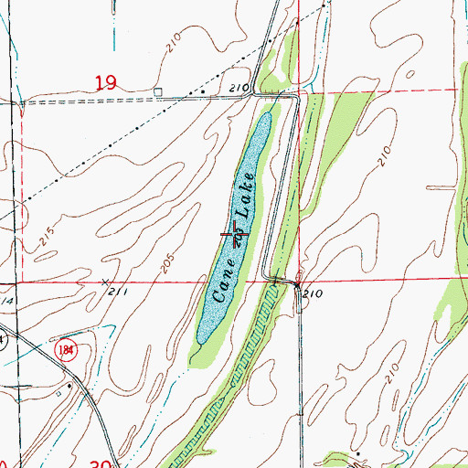 Topographic Map of Cane Lake, AR