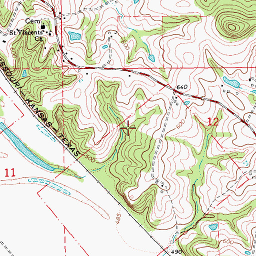 Topographic Map of Willson Lake Dam, MO